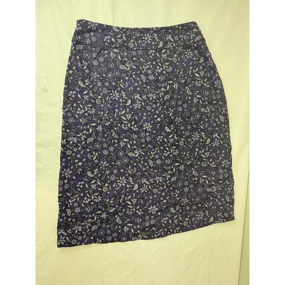 VINTAGE Y2K 90s Women Midi Skirt Talbots purple floral rayon Cottagecore 14 - Picture 6 of 8